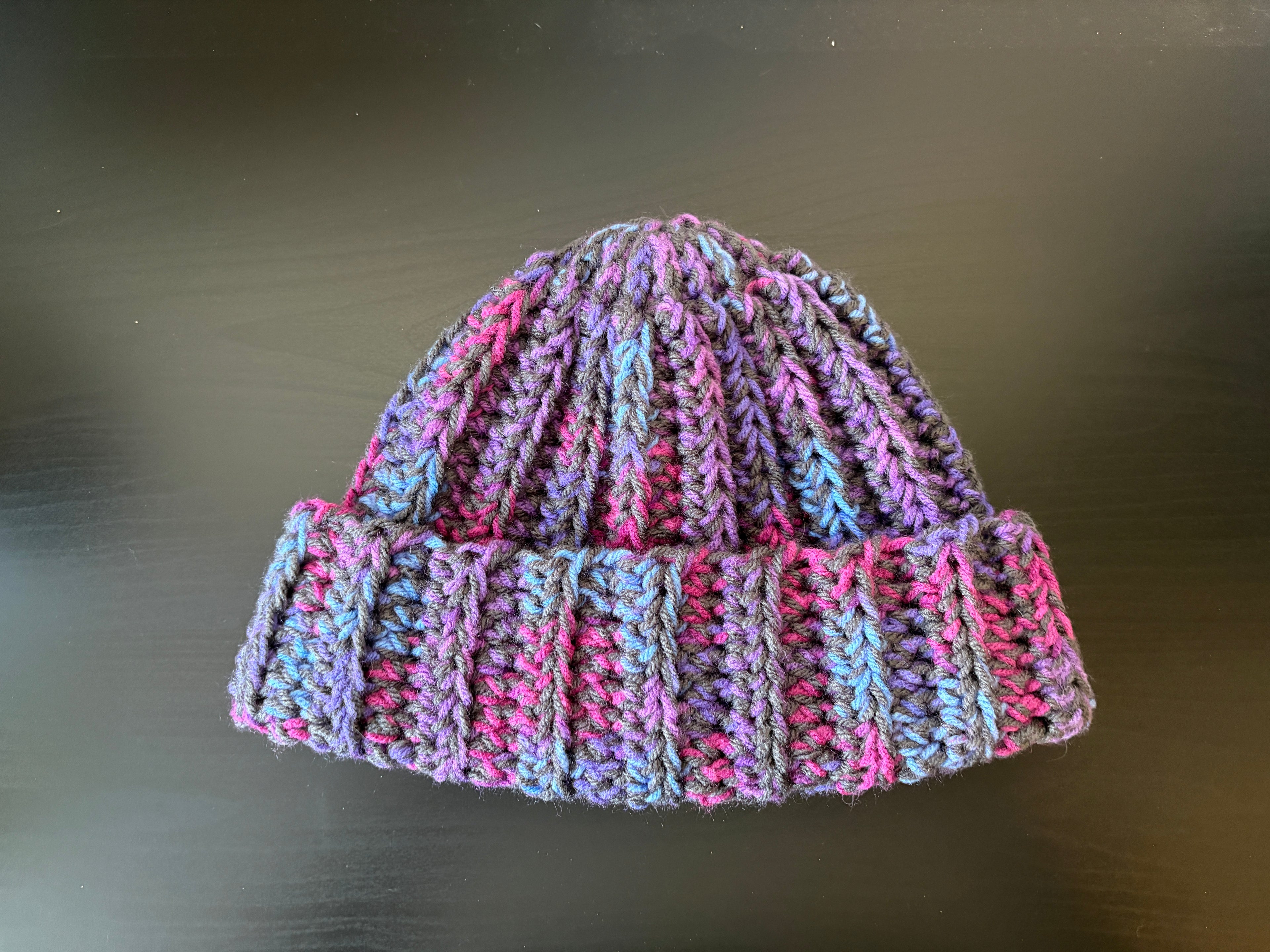 Double-Stranded Beanie - Purple/Pink/Blue/Gray