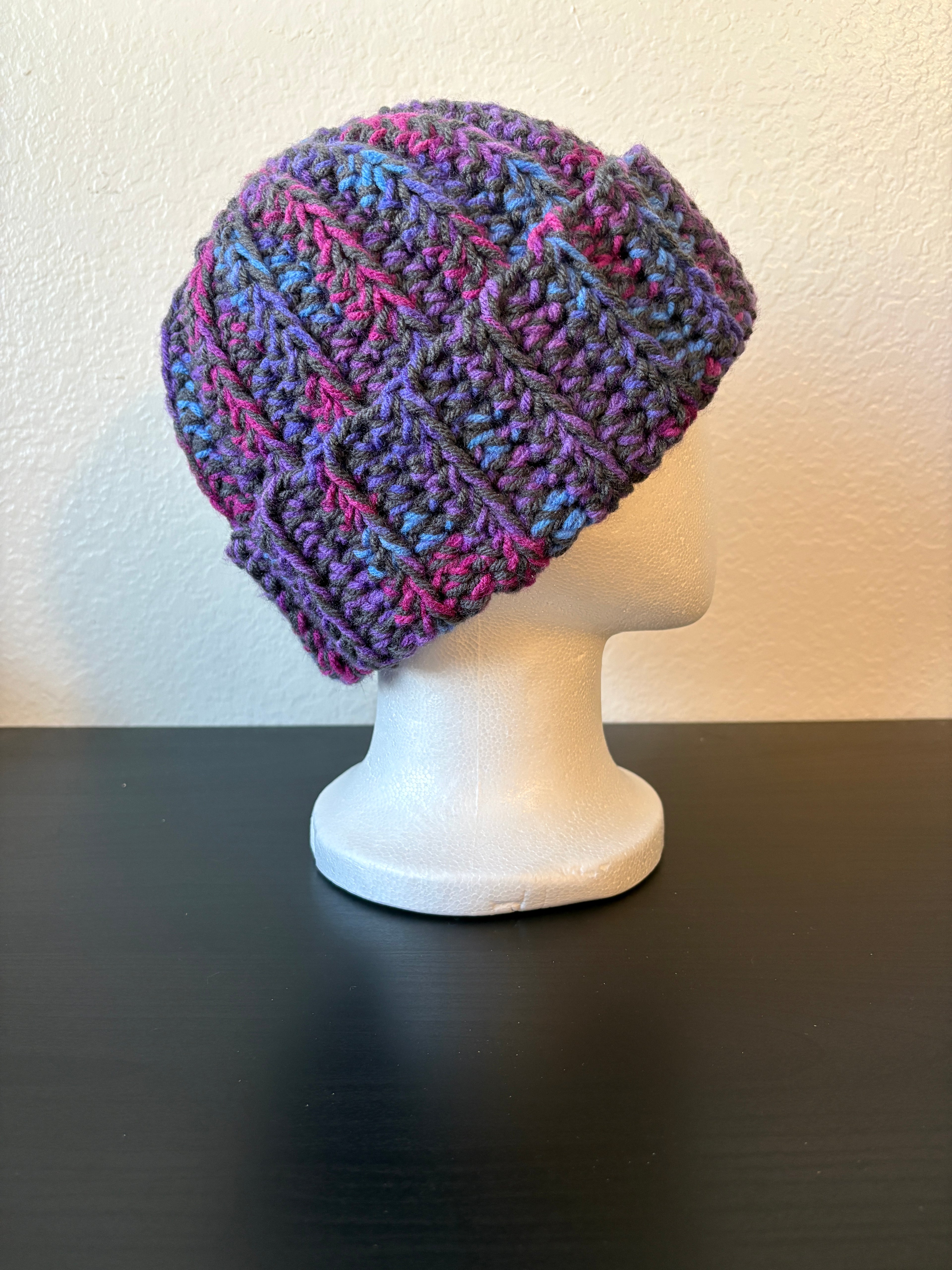 Double-Stranded Beanie - Purple/Pink/Blue/Gray