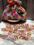Handmade Summer Fruit Resin Domino Set with Crochet Storage Bag