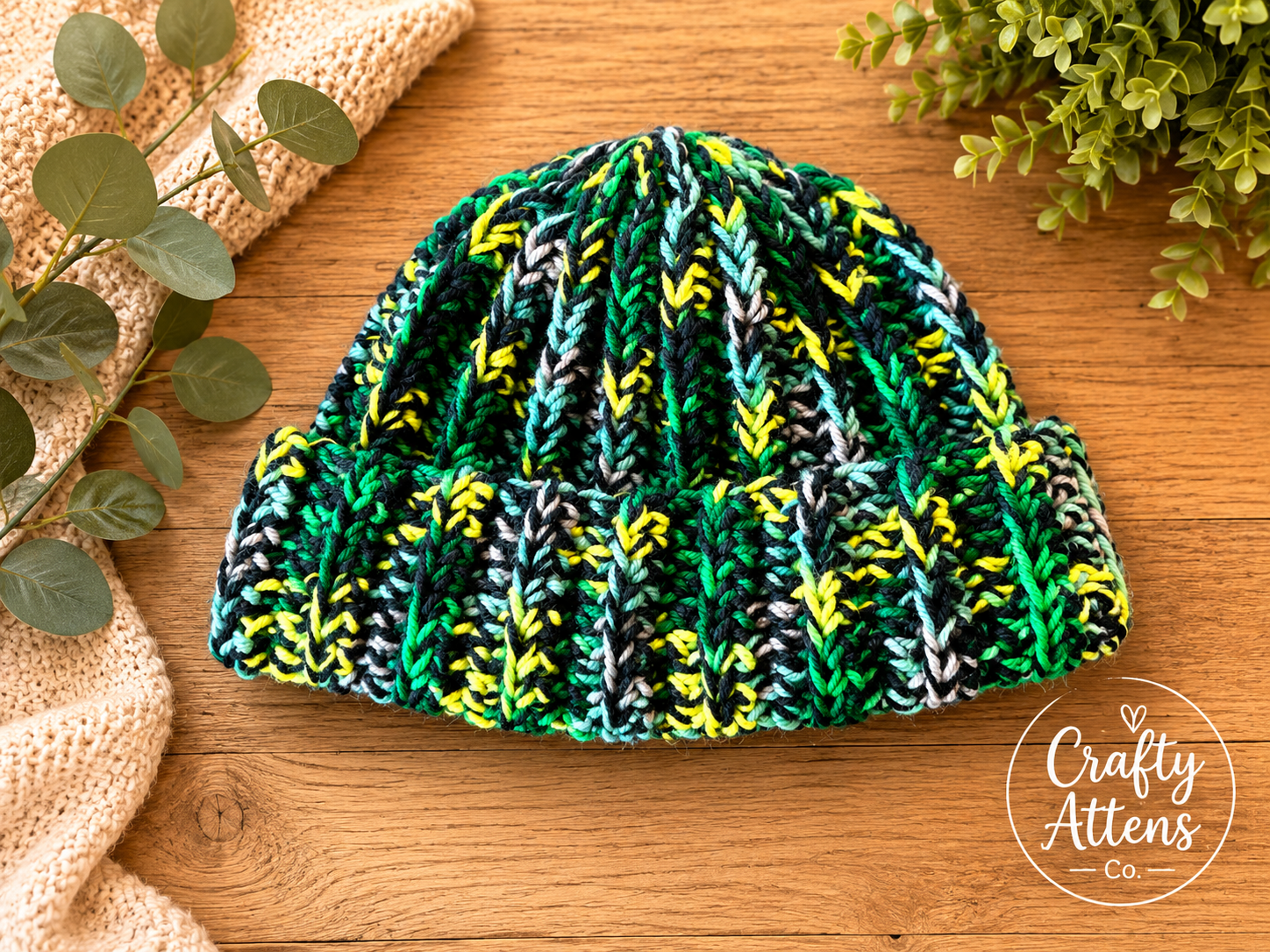 Double-Stranded Beanie - Green Multi