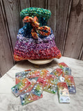 Hand Made Rainbow Swirl Dominos Set With Hand Made Crocheted bag