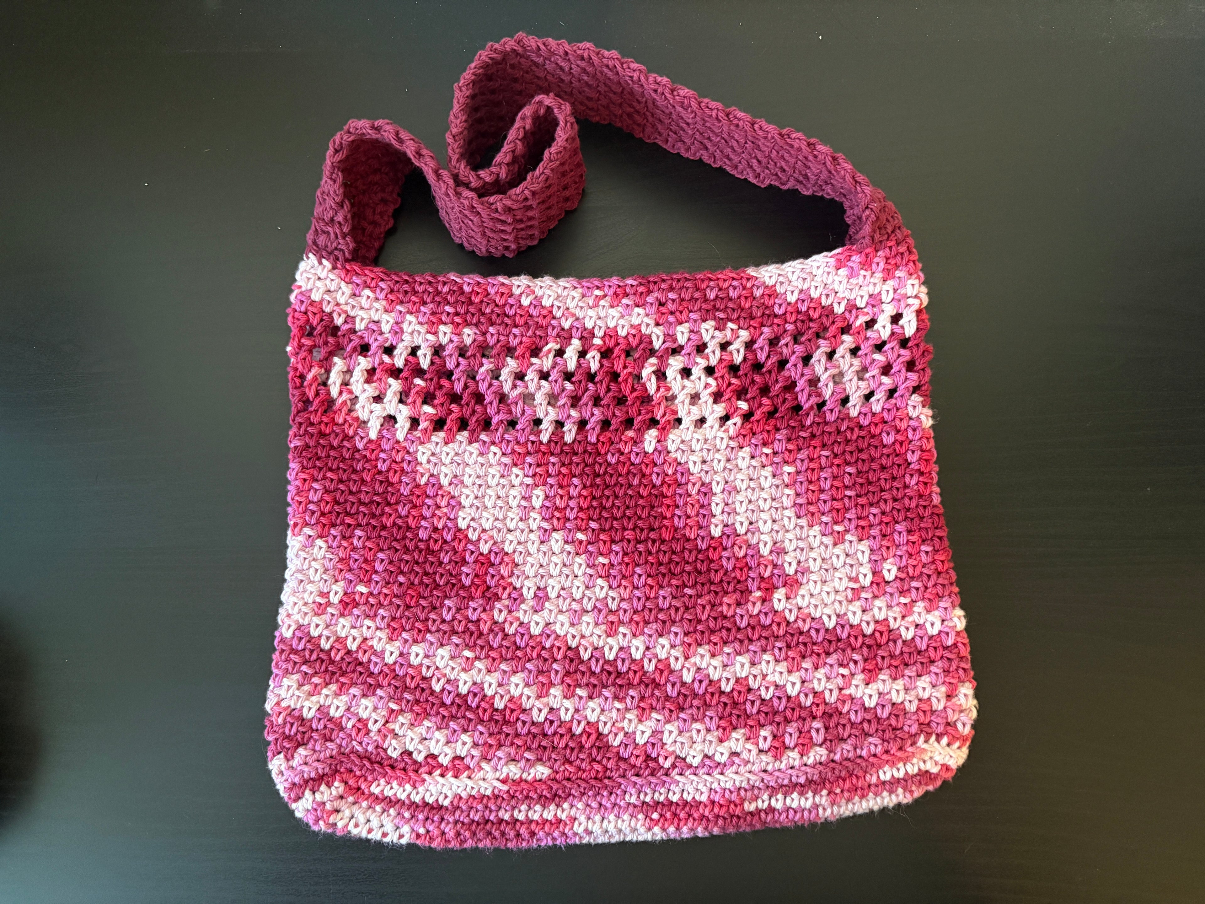 Pink & White Moss Stitch Bag