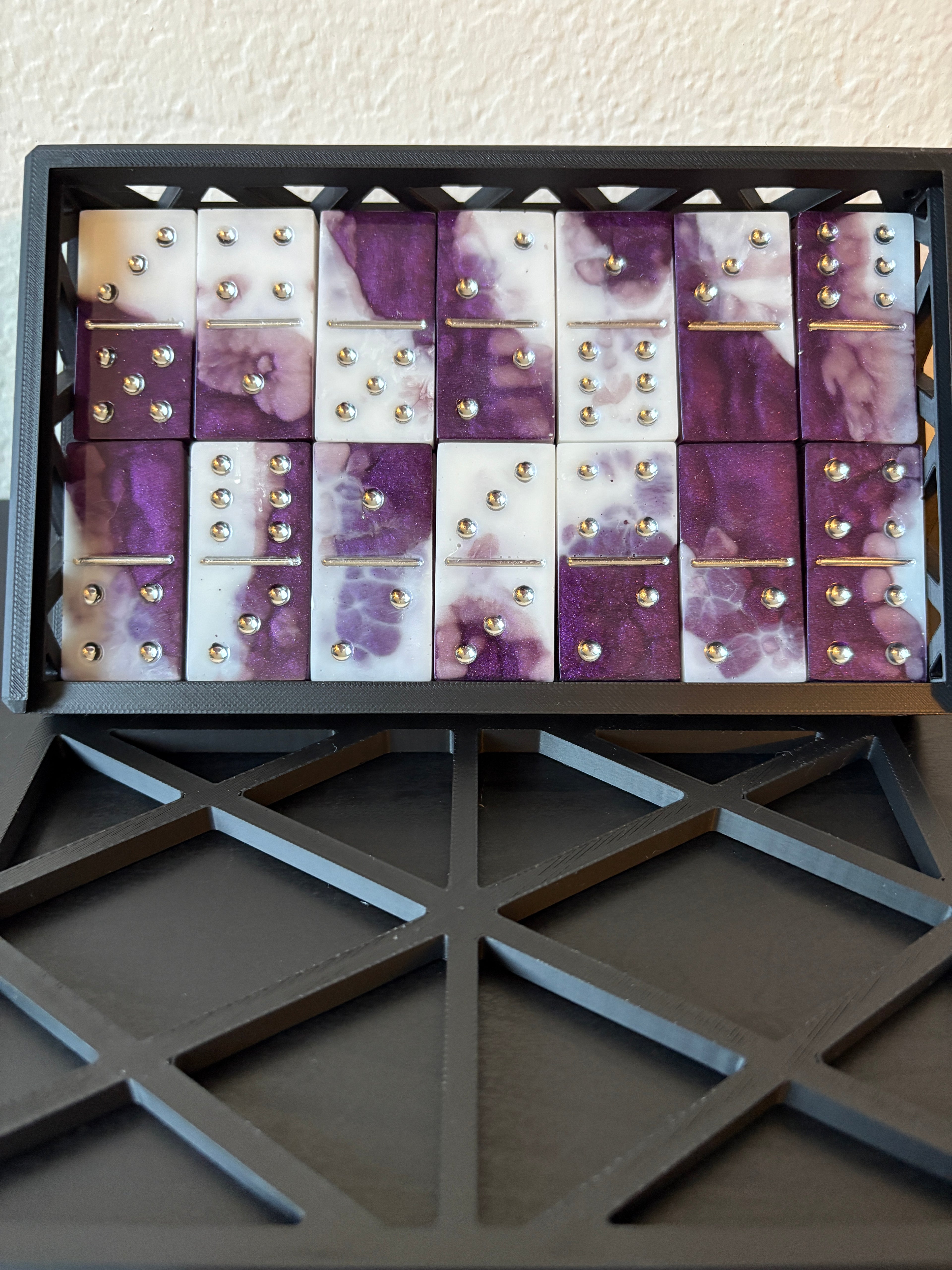 Purple & White Domino Set