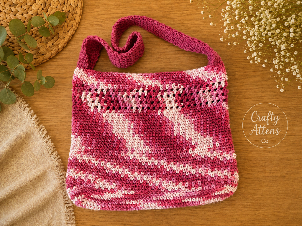 Pink & White Moss Stitch Bag